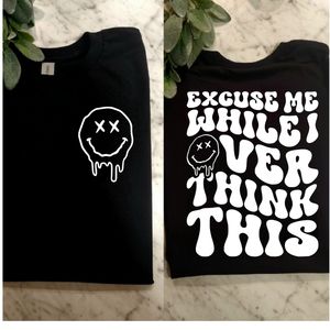 Funny shirt retro overthinking humor popular smiley